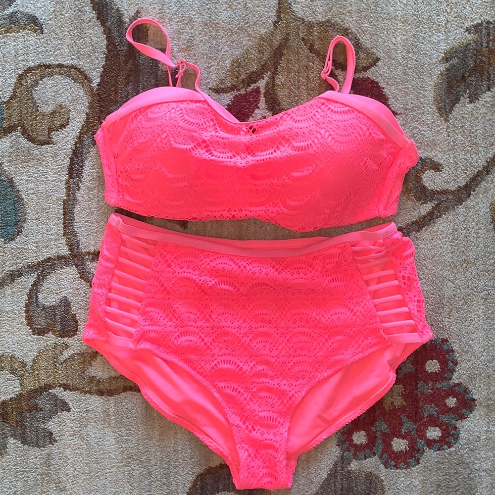 Plus size high waist 2 piece swimsuit